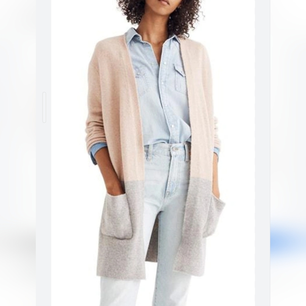 Madewell Colorblock Two Tone Cardigan Merino Wool Alpaca Blend Medium